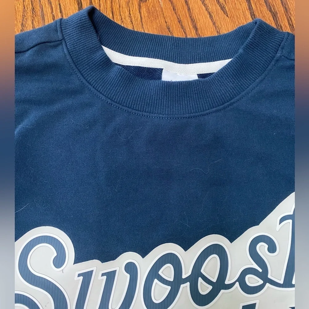 Nike Swoosh Fly Women's S Navy Blue Oversized French Terry Basketball Sweatshirt